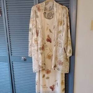 Jeffrey & Dara Evening Floral Two-Piece Dress Set Size 16 Elegant Lined